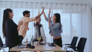 The Elevantics marketing team celebrates a successful SEO marketing strategy and campaign.